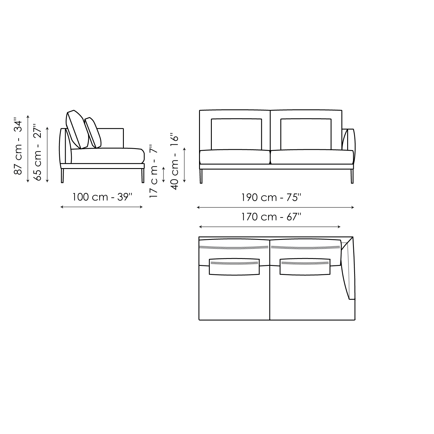 End section sofa 190