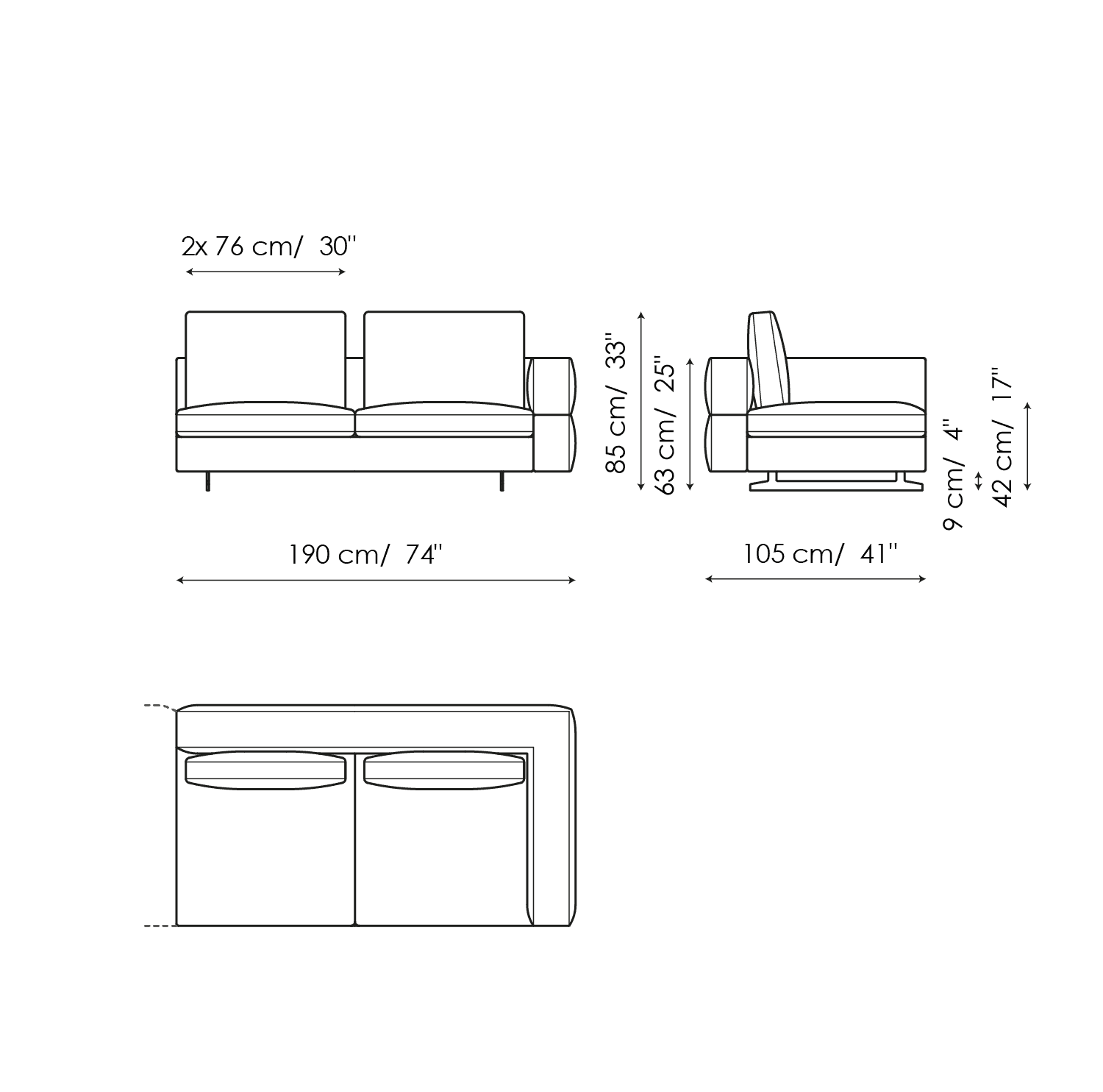 End section sofa 190