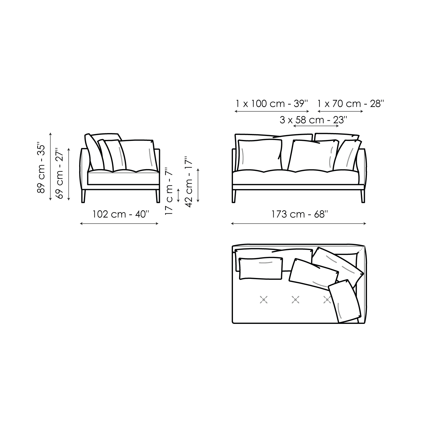 End section corner sofa 173