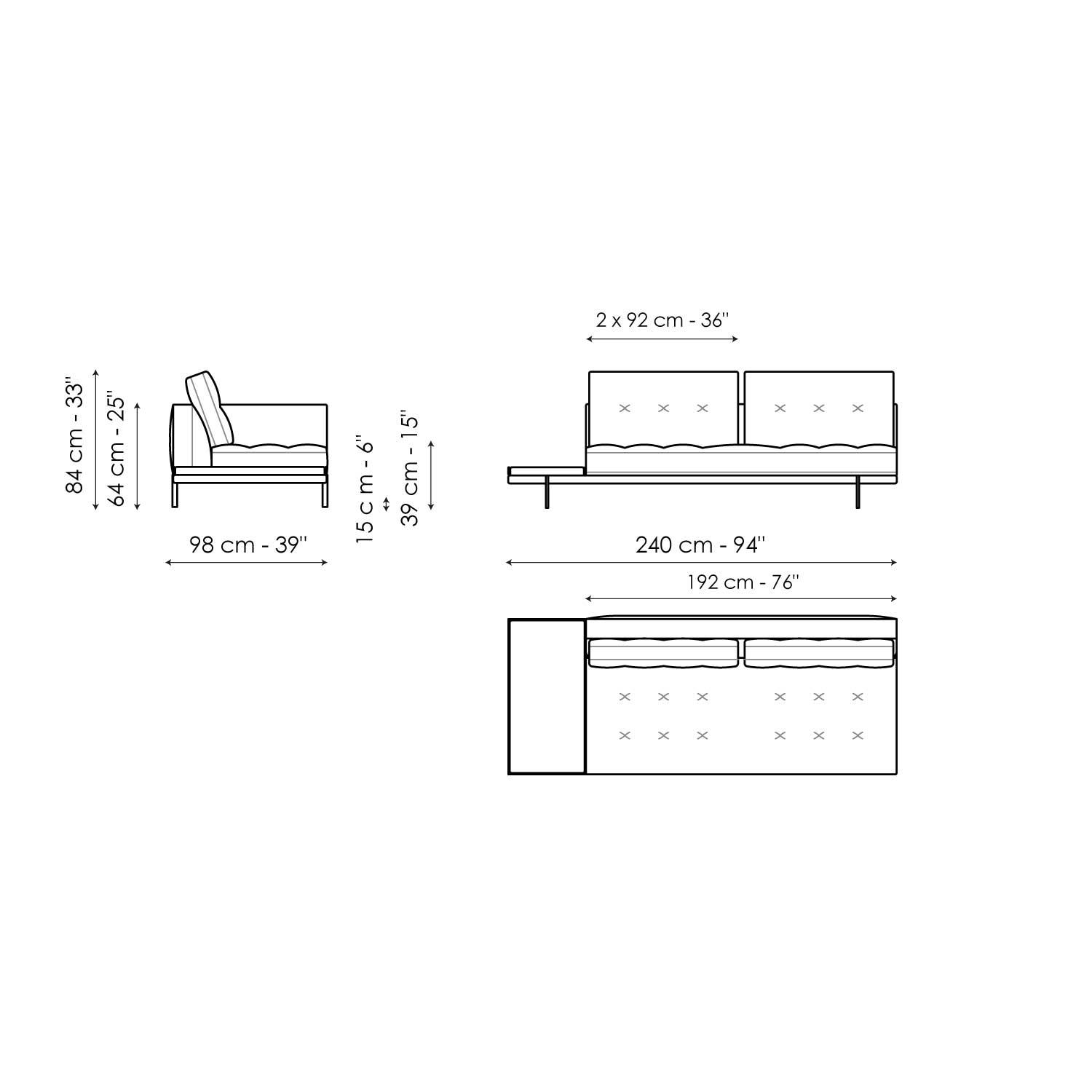 Central section with tray 240