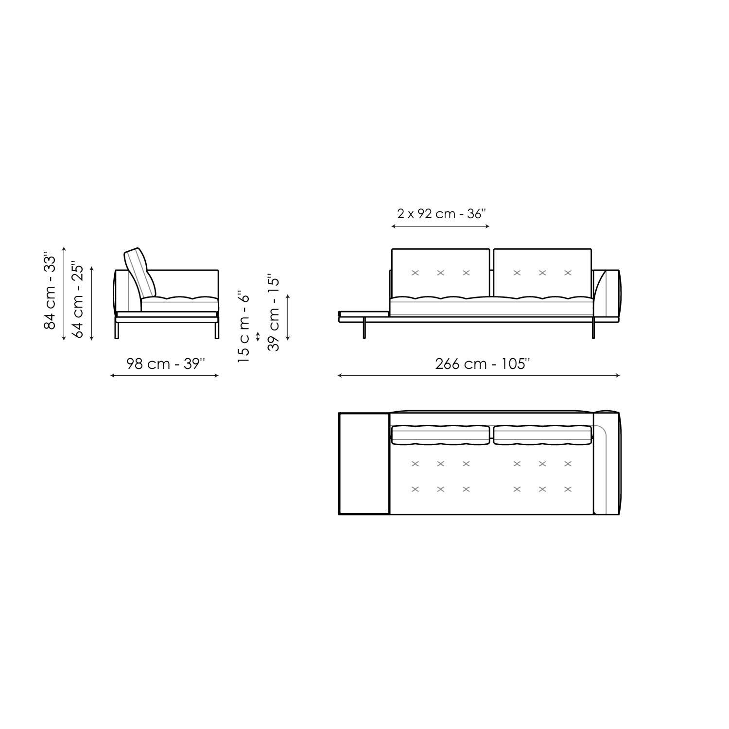 End section with tray 266
