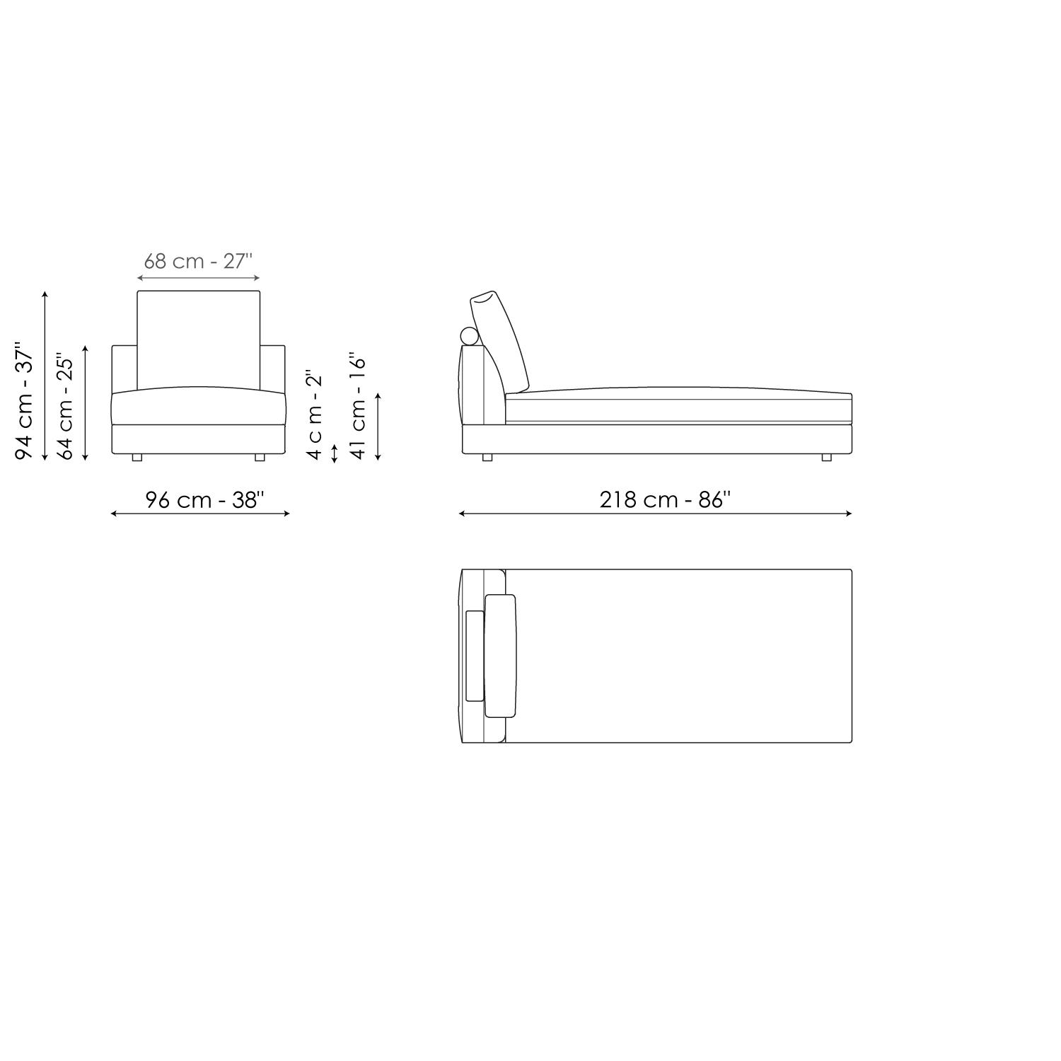 Chaise large 218 x 96