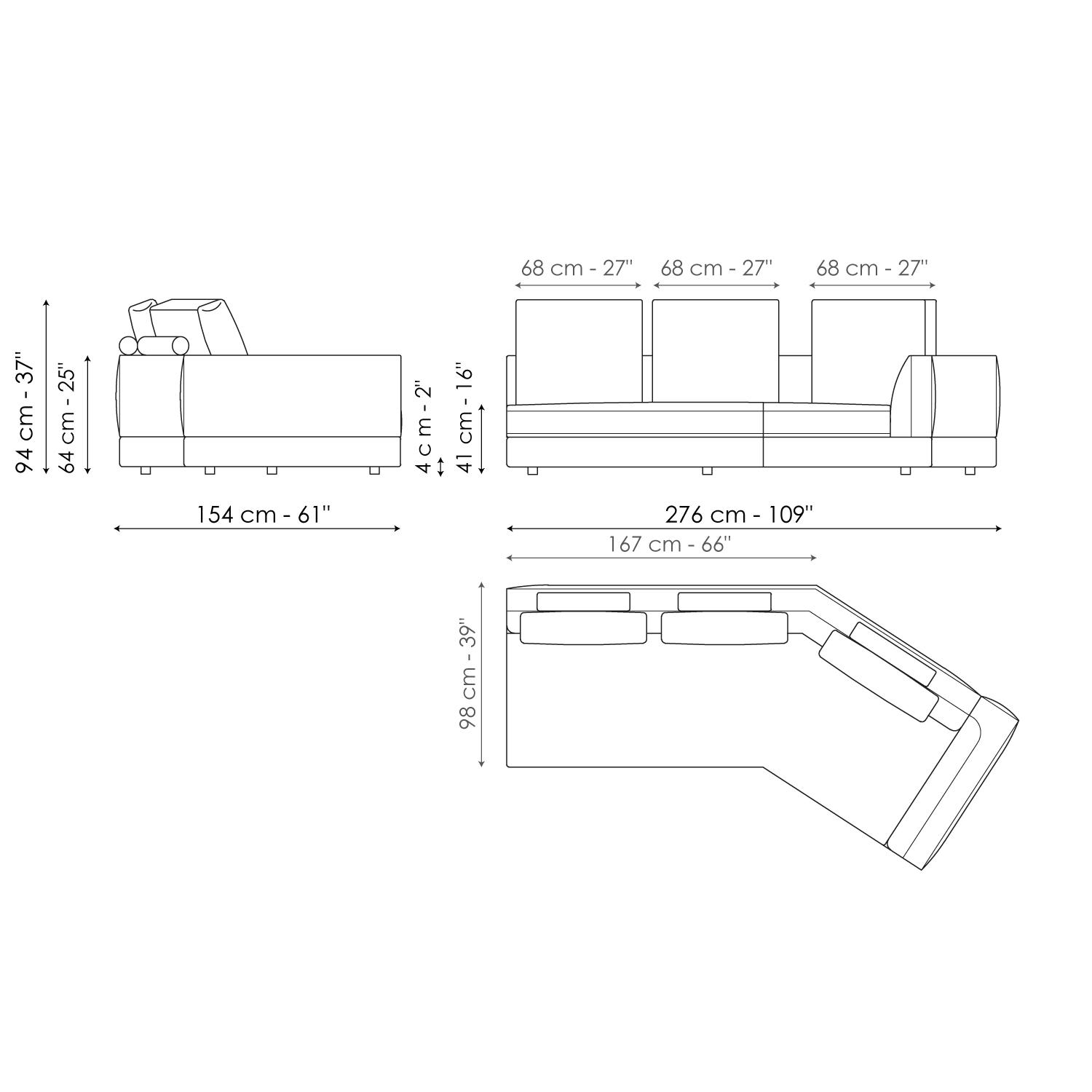 Inclined end section sofa 276