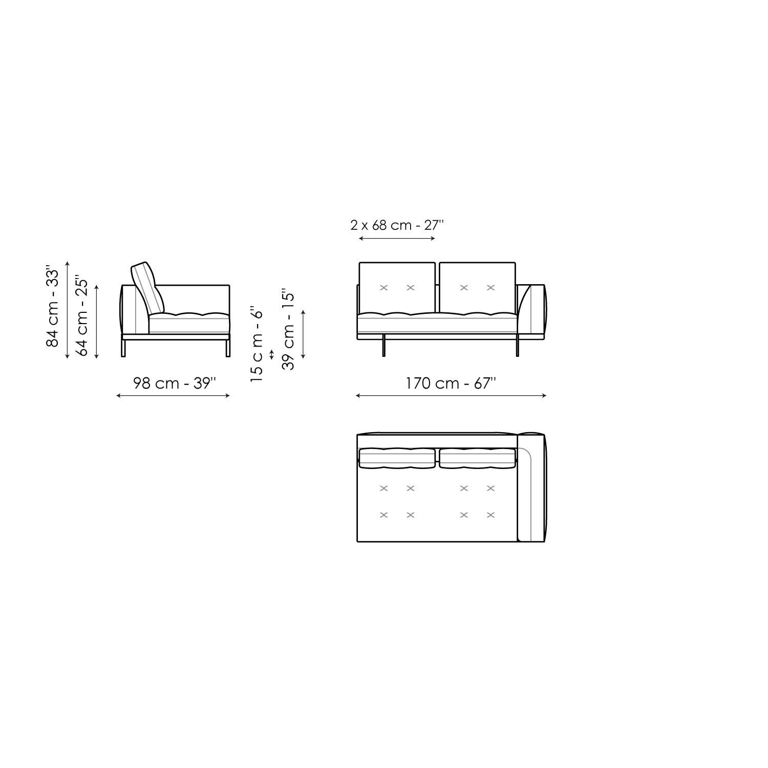 Sofa Endteil 170
