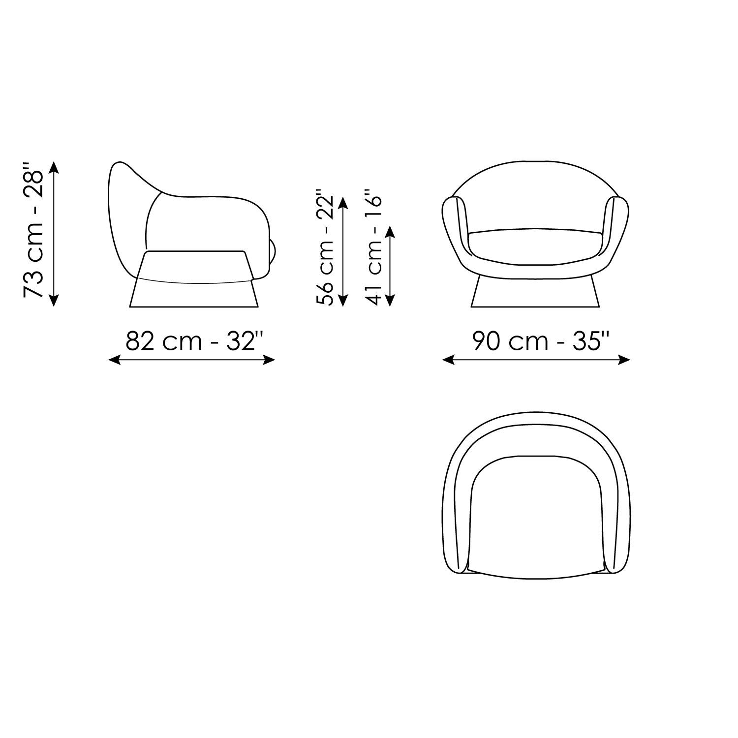 Boolean armchair - base girevole