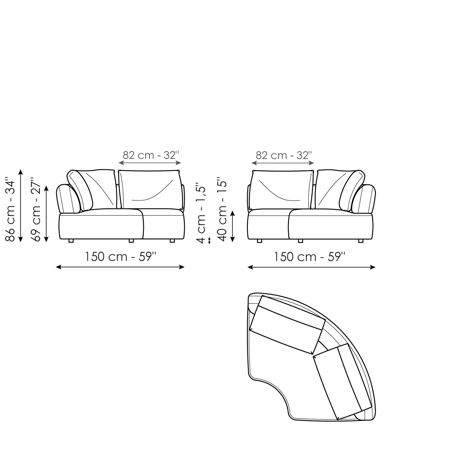 Curved corner 150 x 150