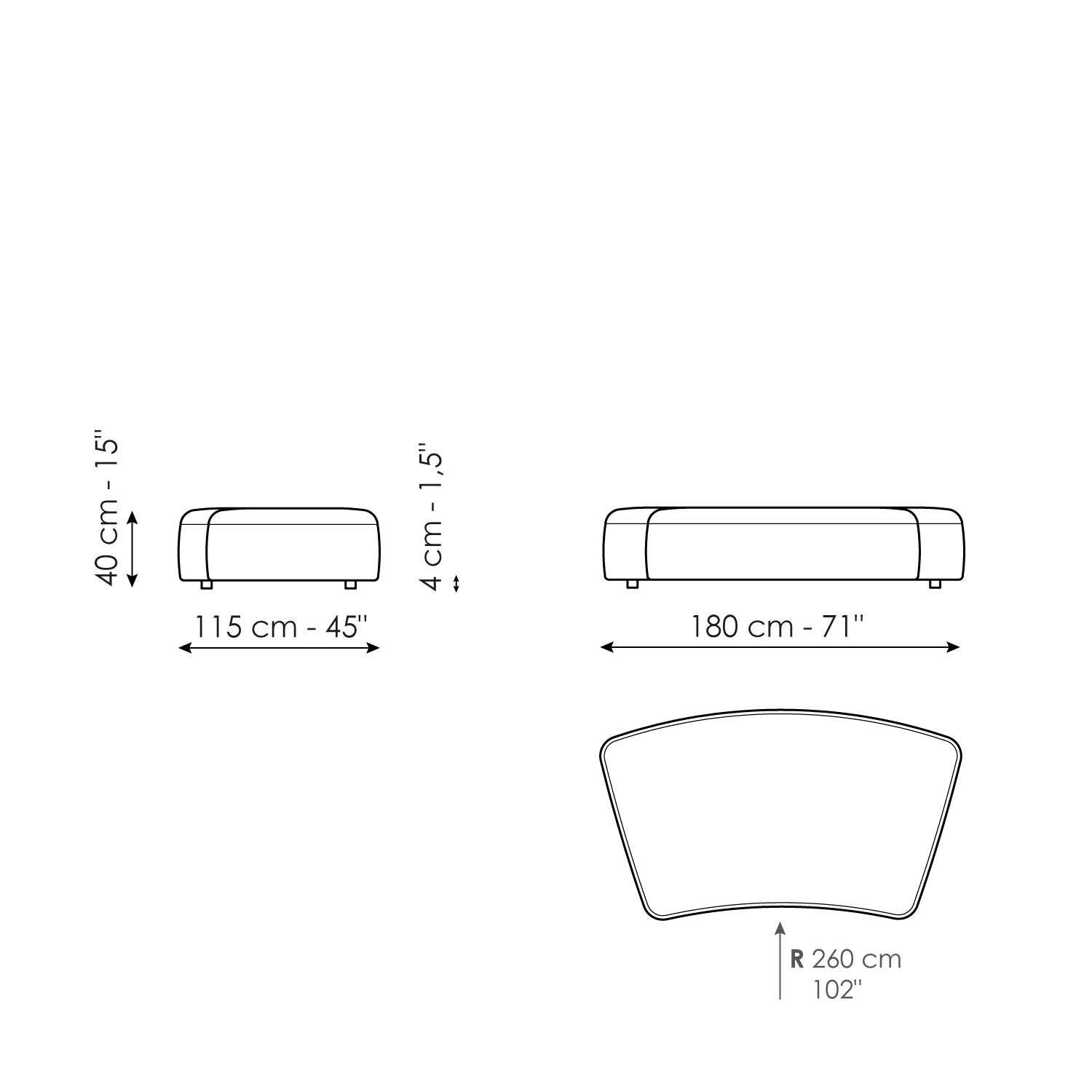 Curved pouf 180 x 115