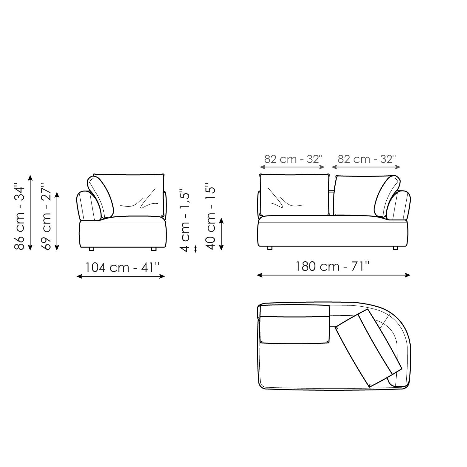 End section sofa 180