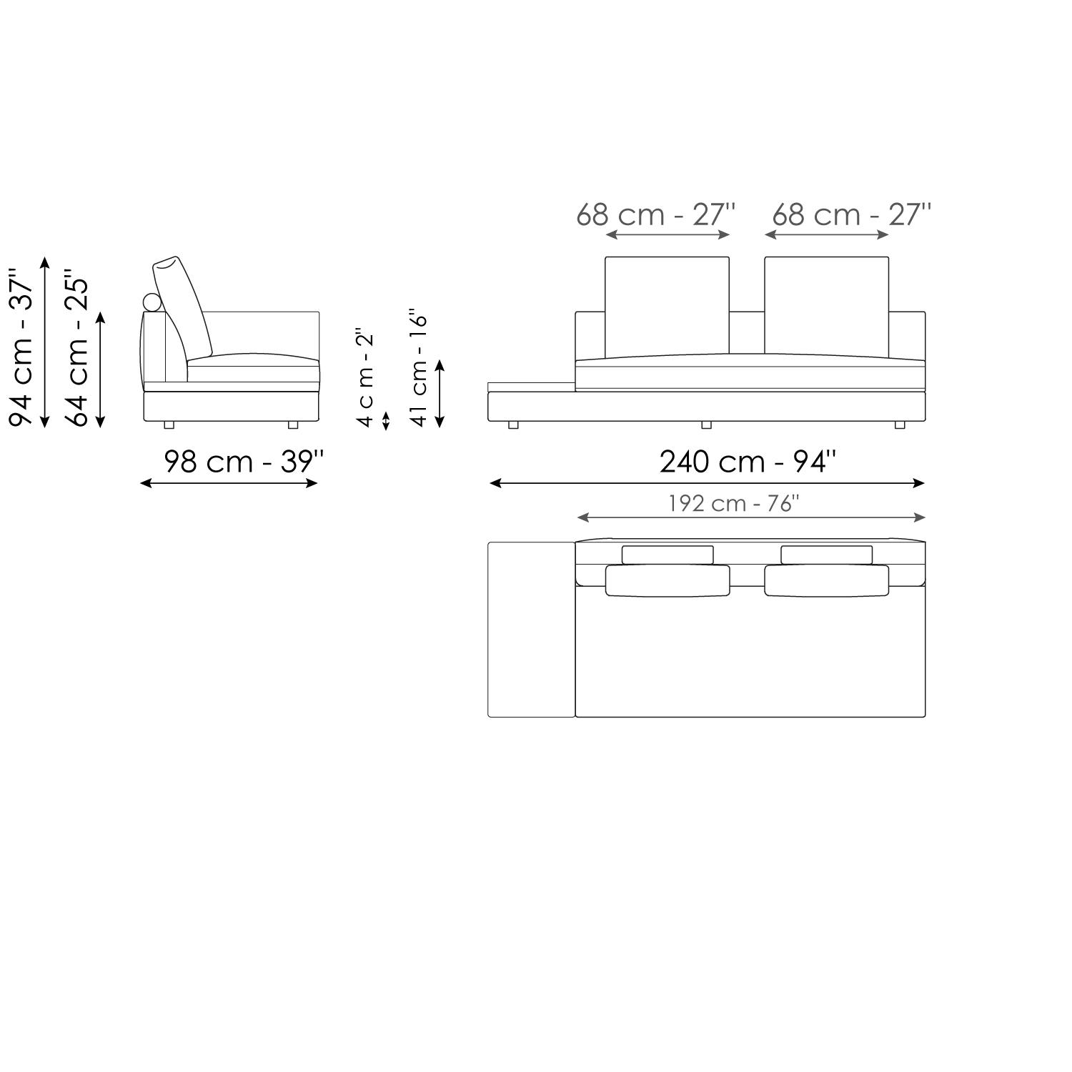 Center section with tray 240