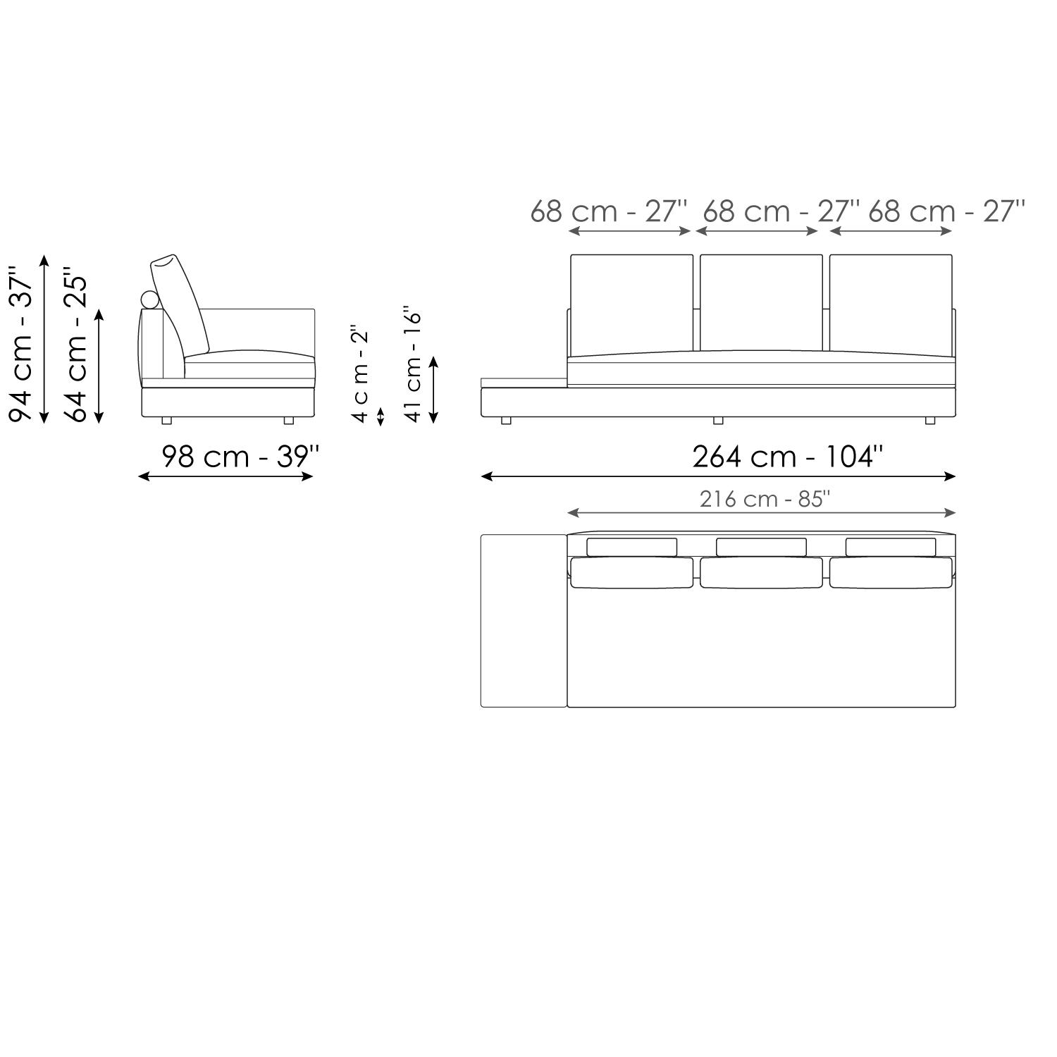 Center section with tray 264