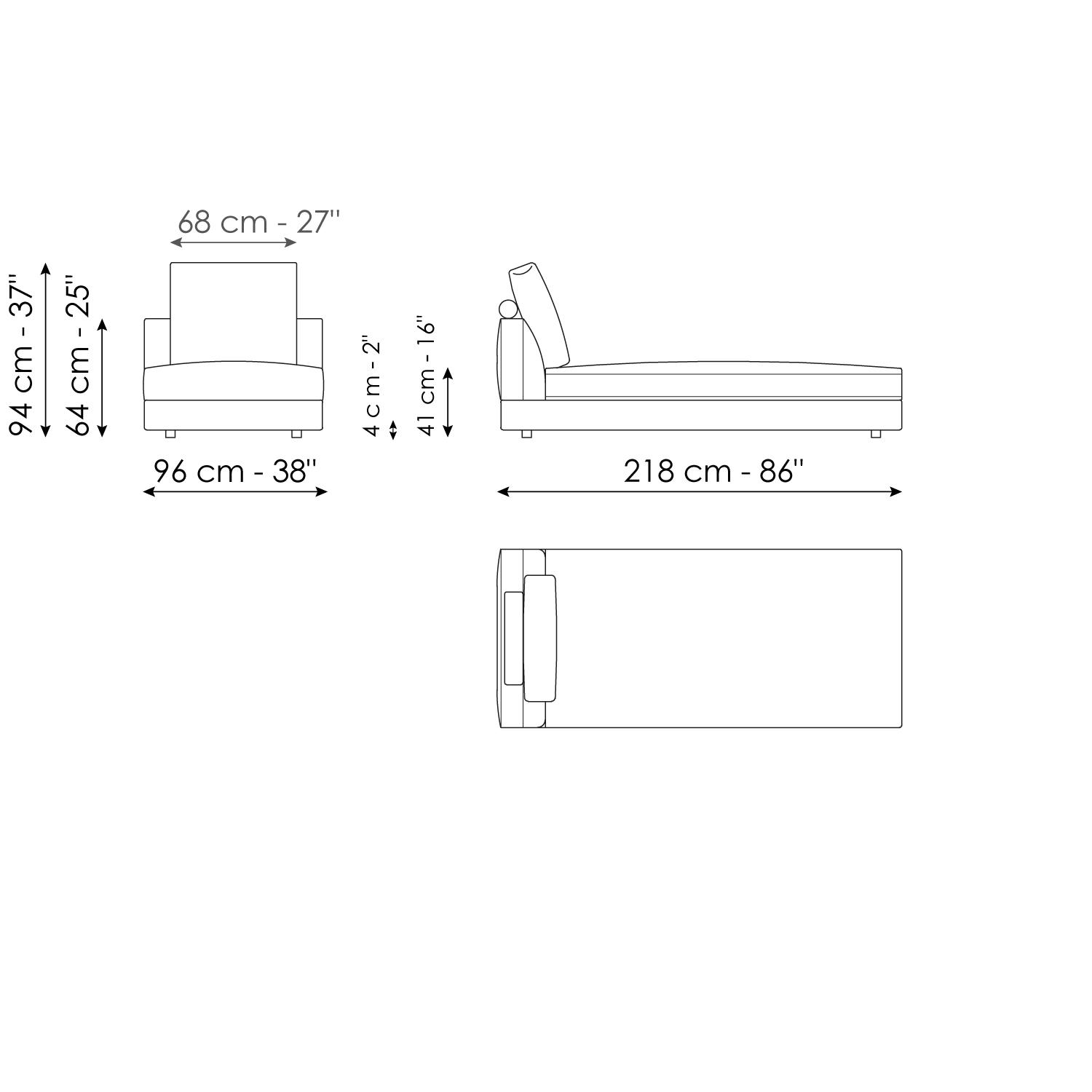 Chaise large 218 x 96