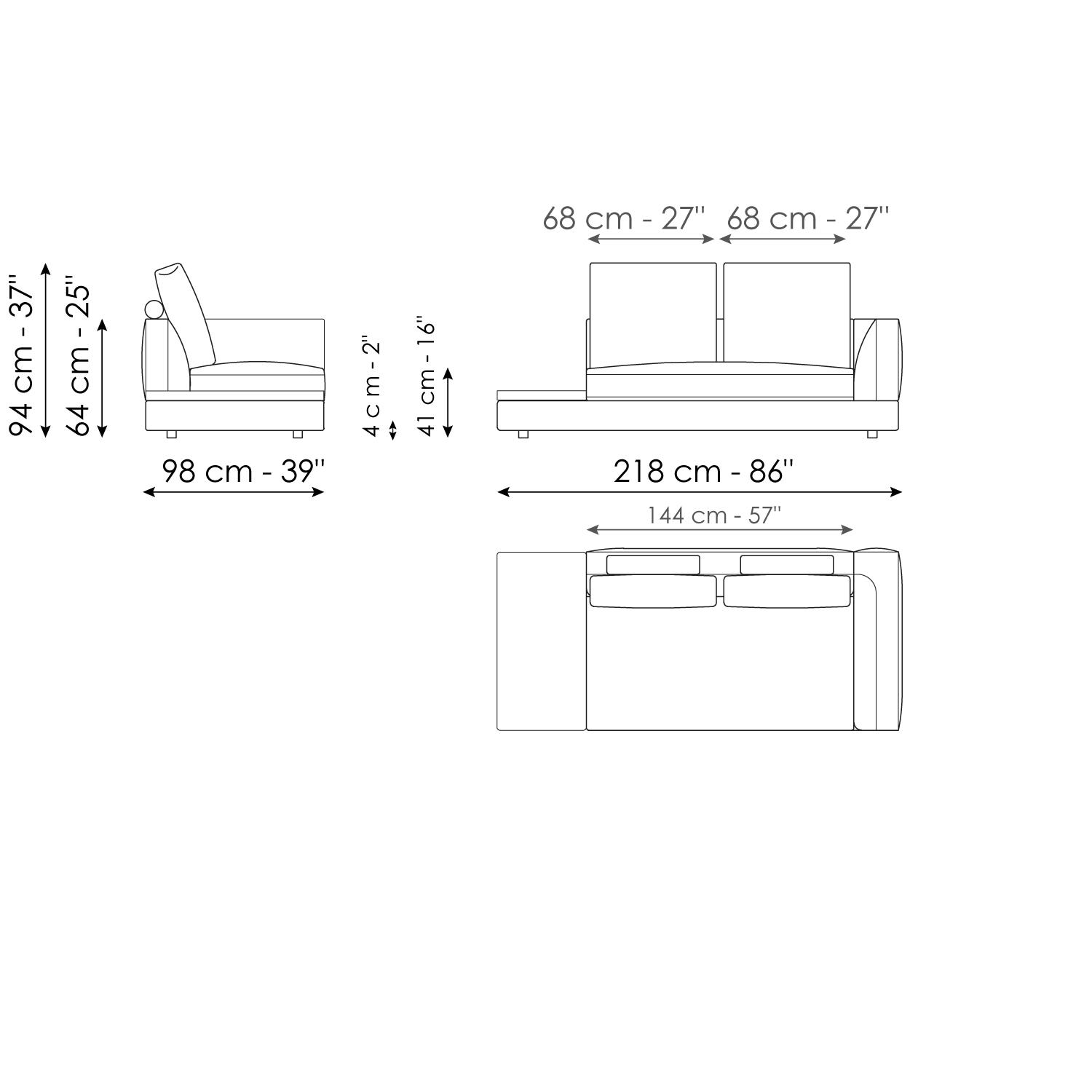 End section sofa with tray 218
