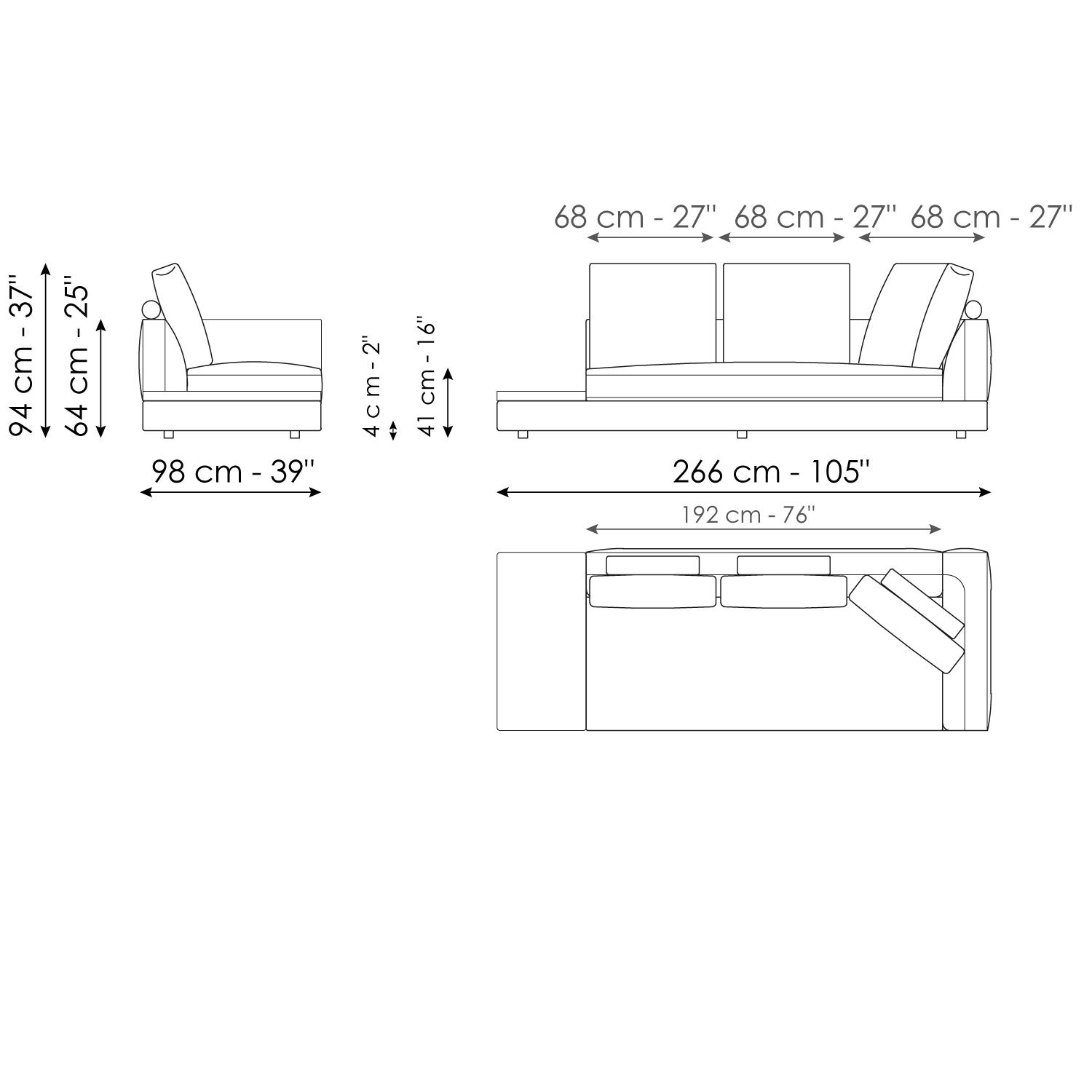 End section sofa with tray 266
