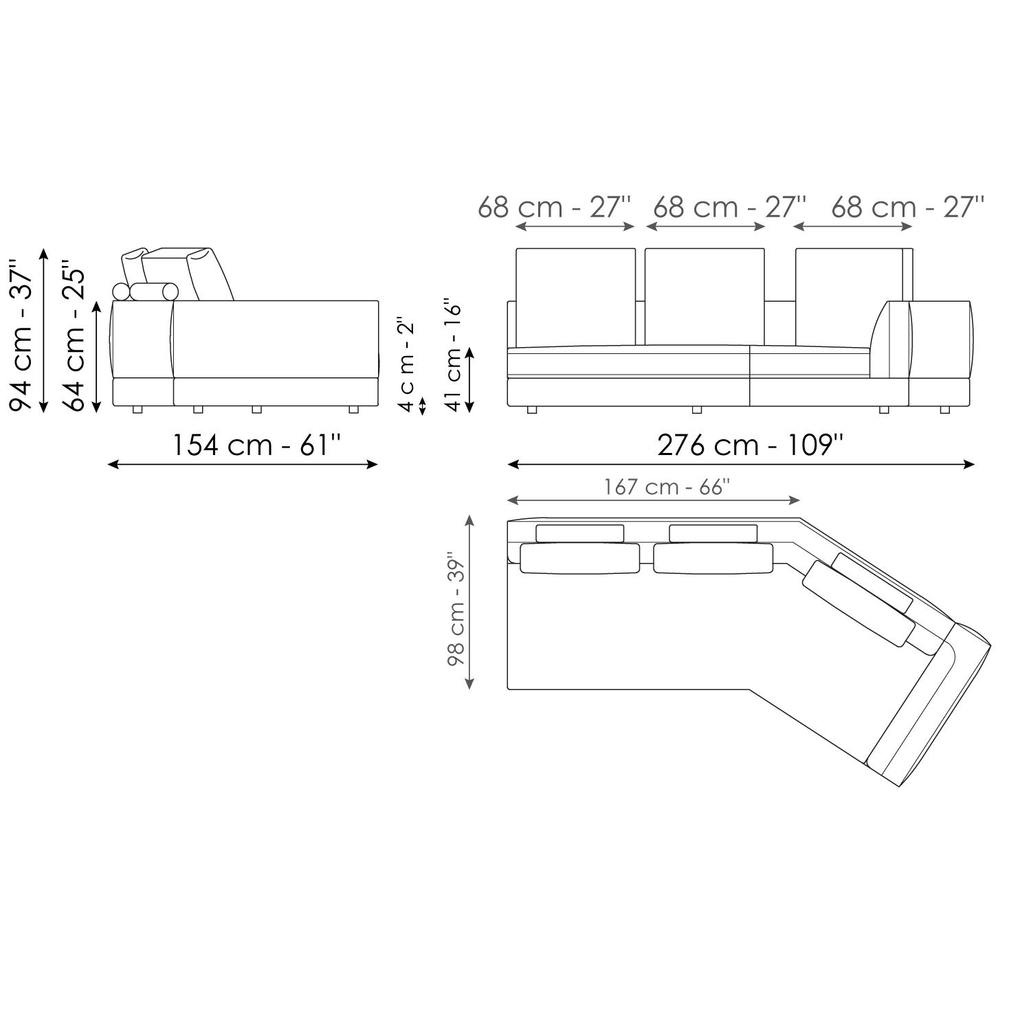 Angular end section sofa 276