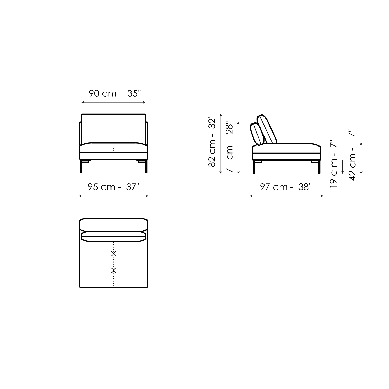 Center section sofa 95