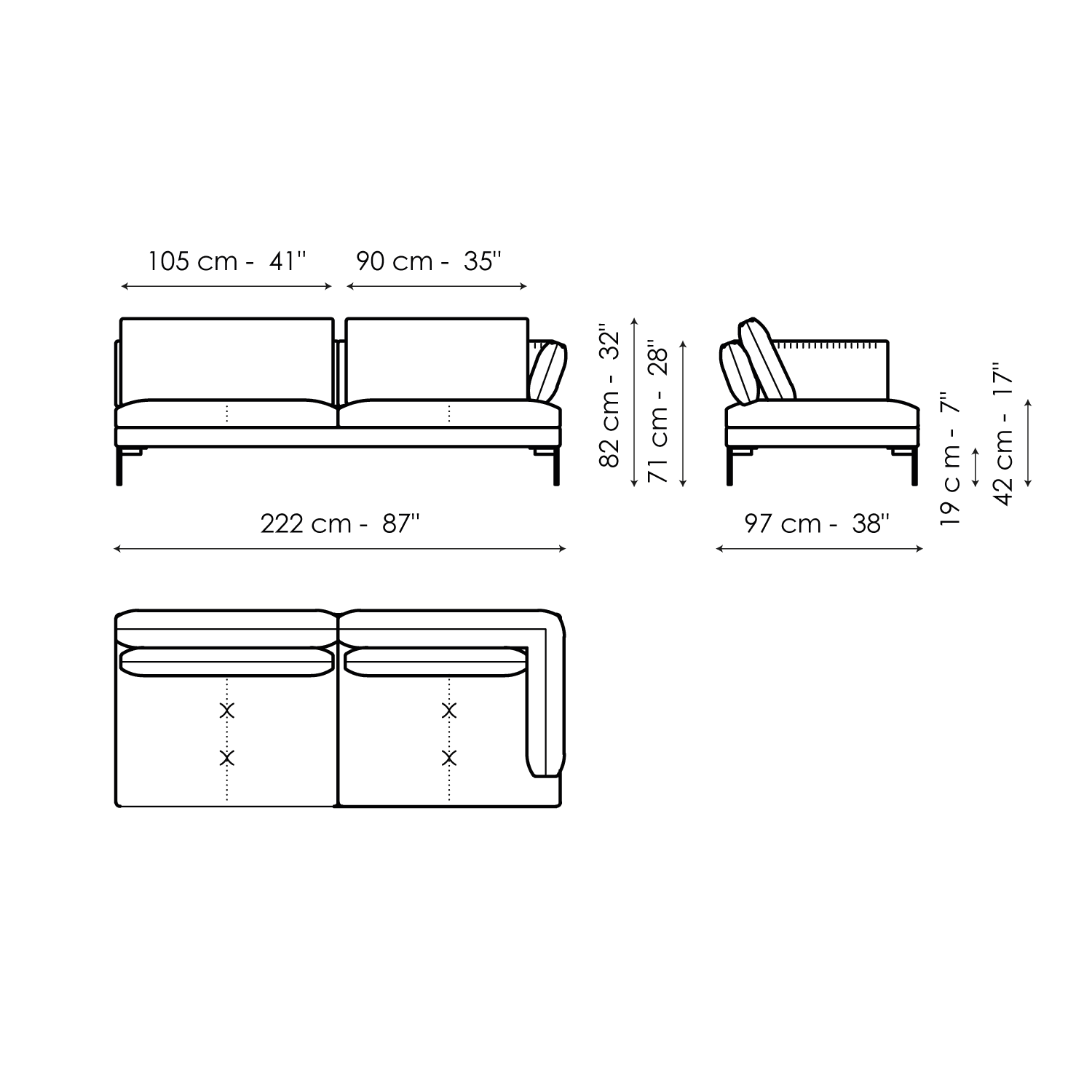 End section sofa 222