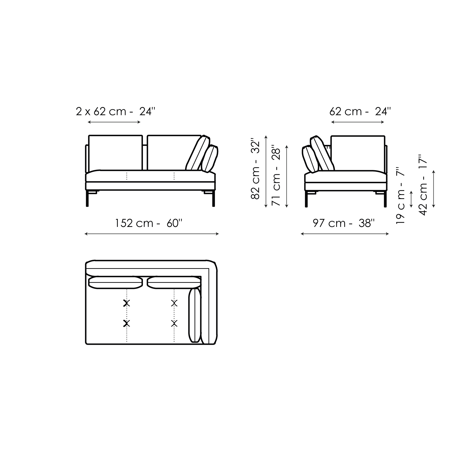 End section corner sofa 152