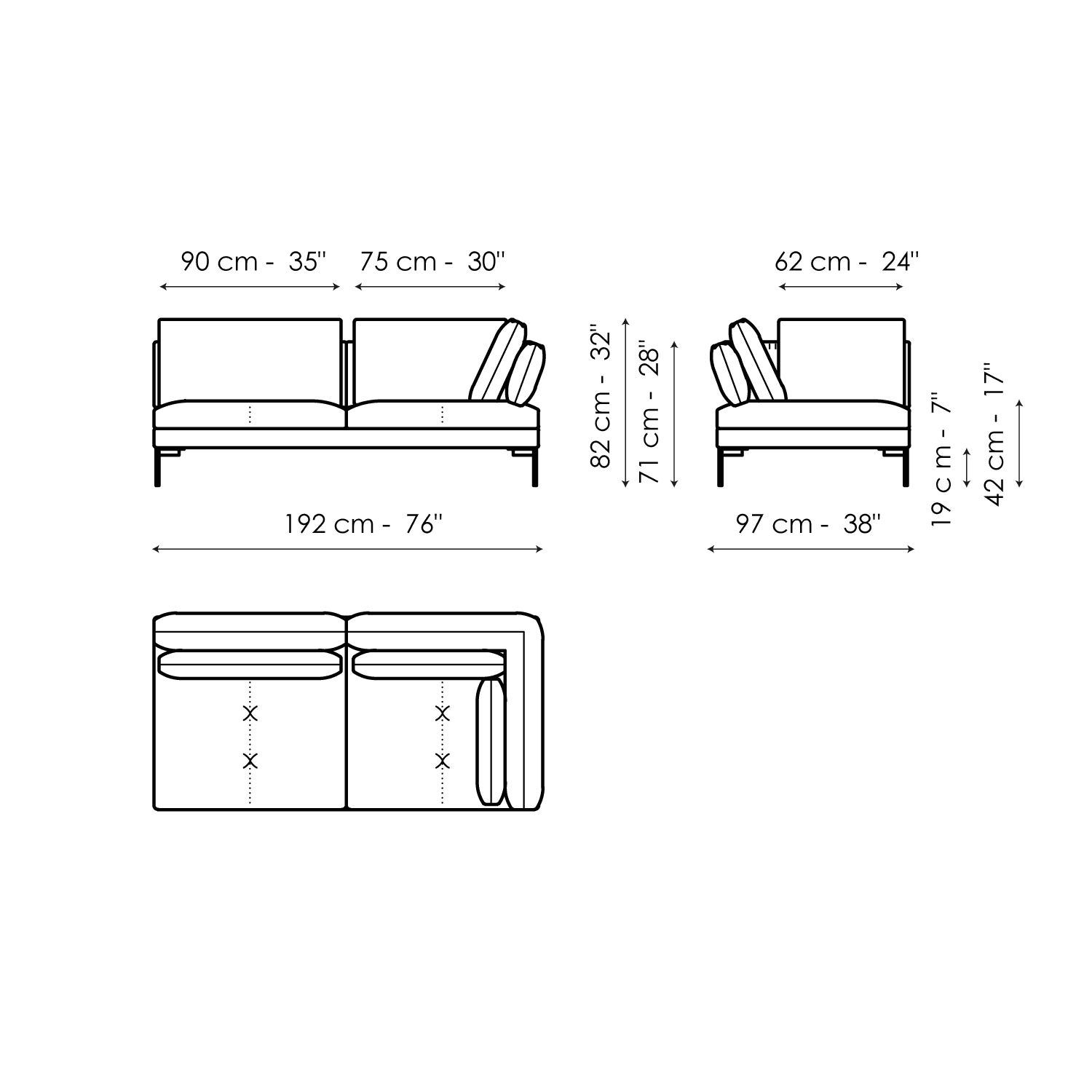 End section corner sofa 192