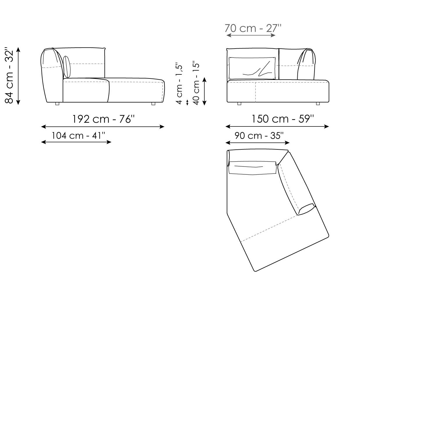 Angled chaise longue
