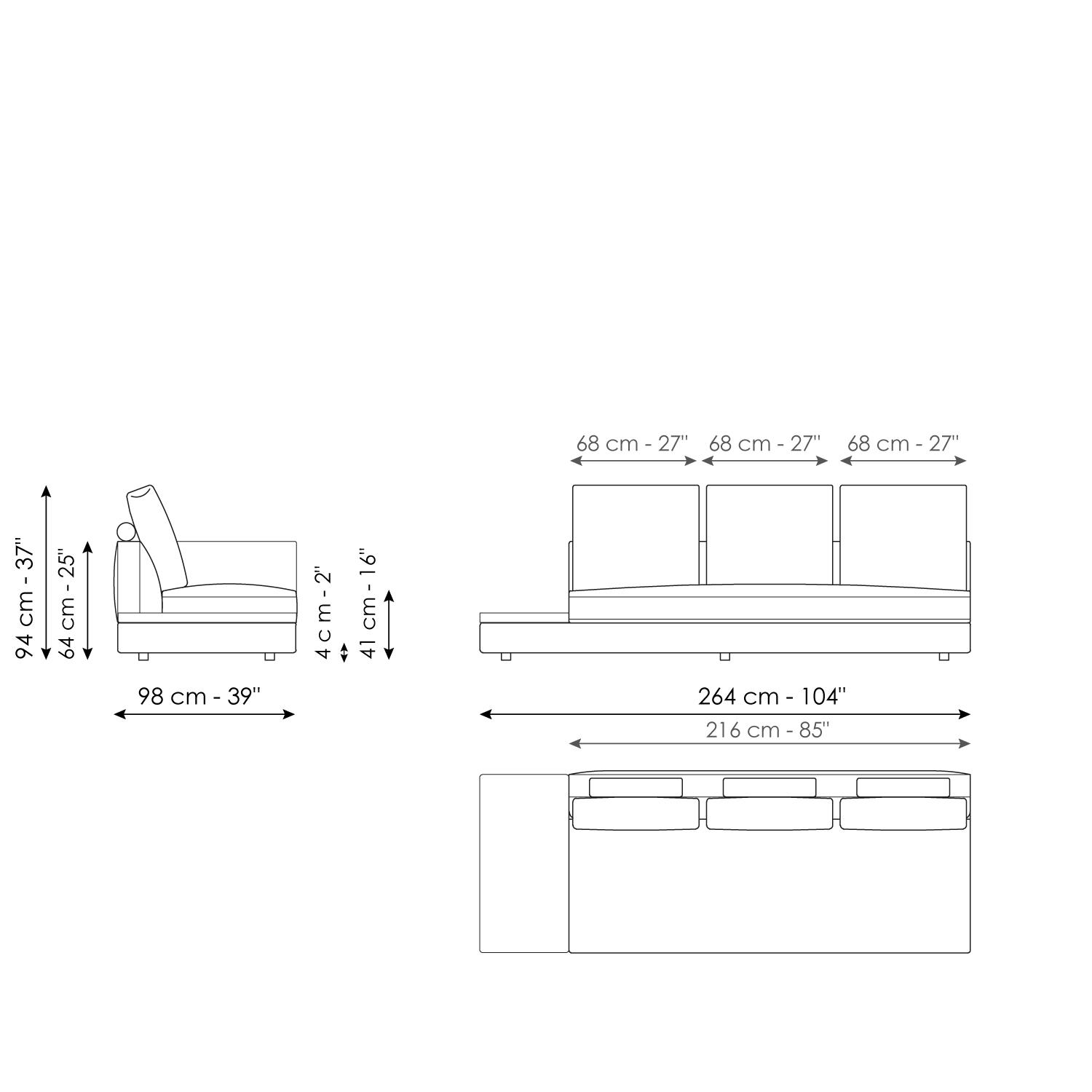 Center section with tray 264