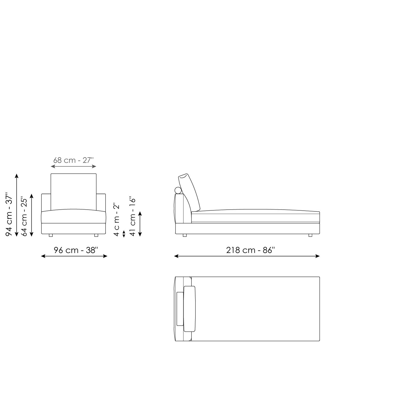 Chaise large 218 x 96