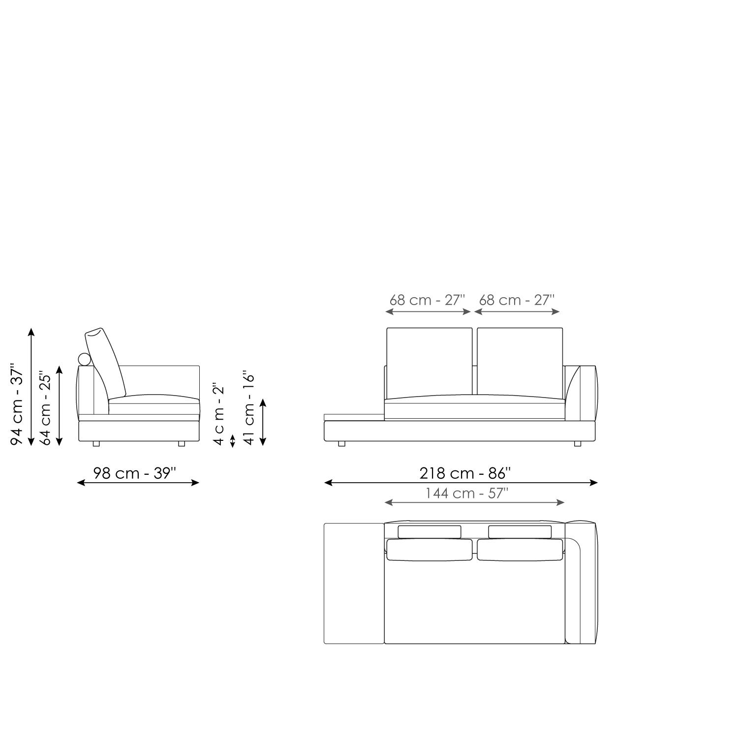 End section sofa with tray 218