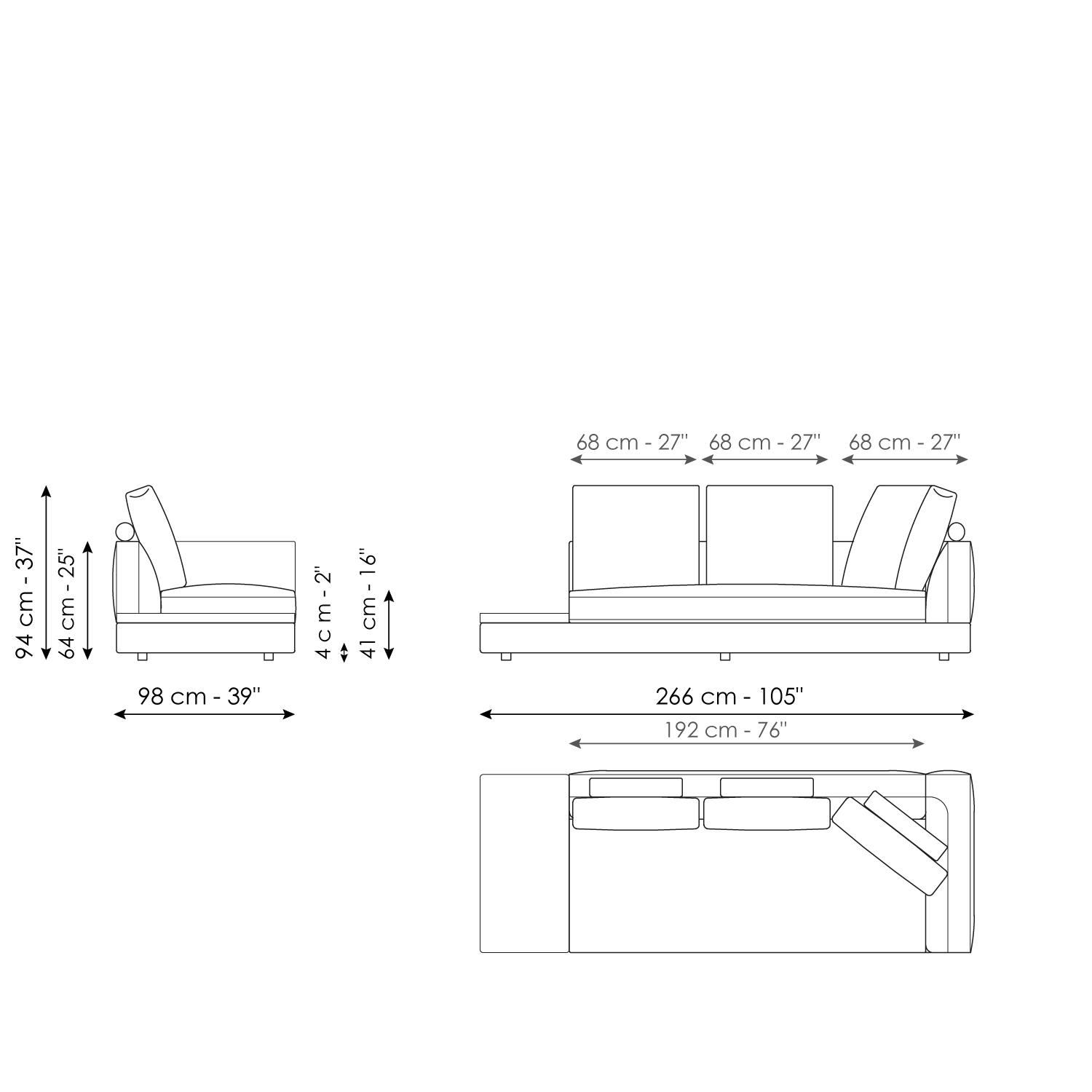 End section sofa with tray 266