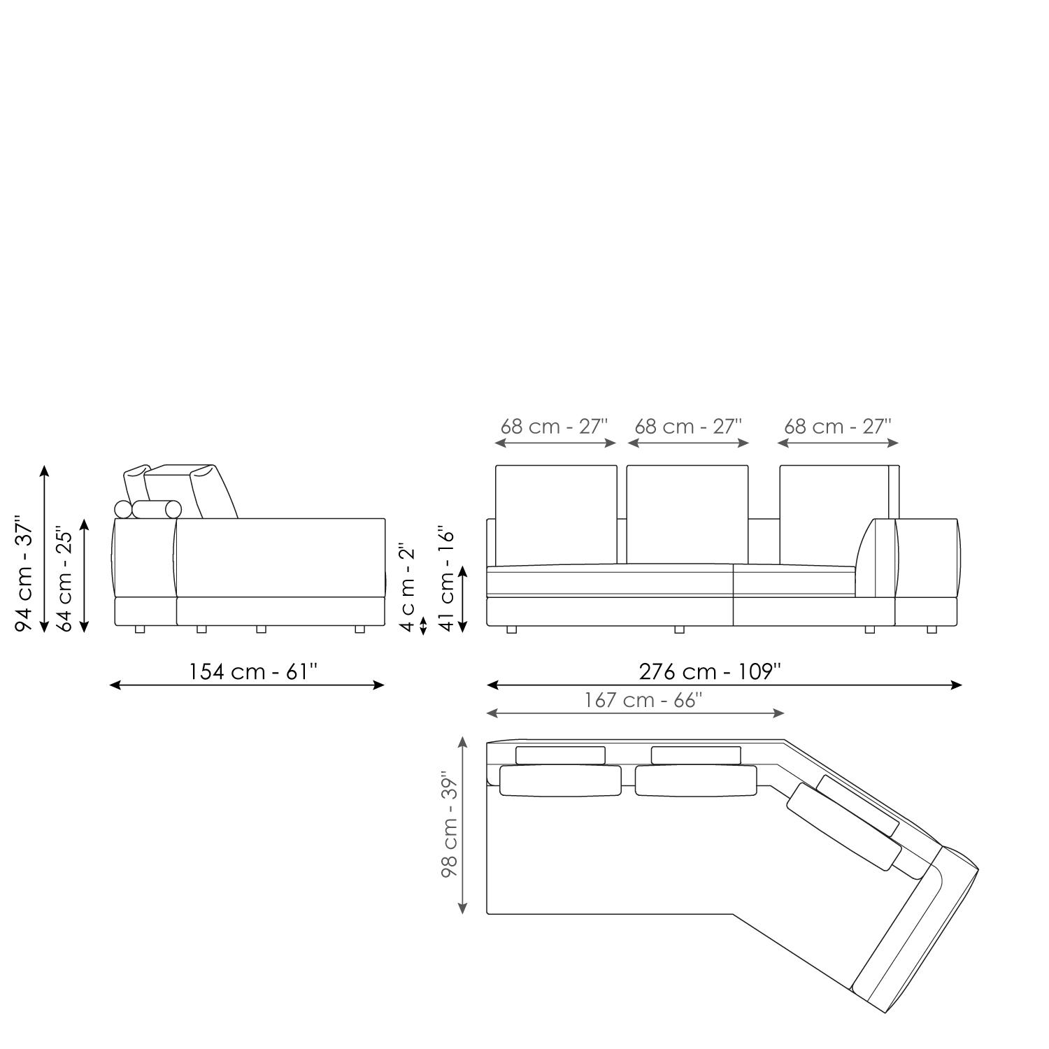 Angular end section sofa 276