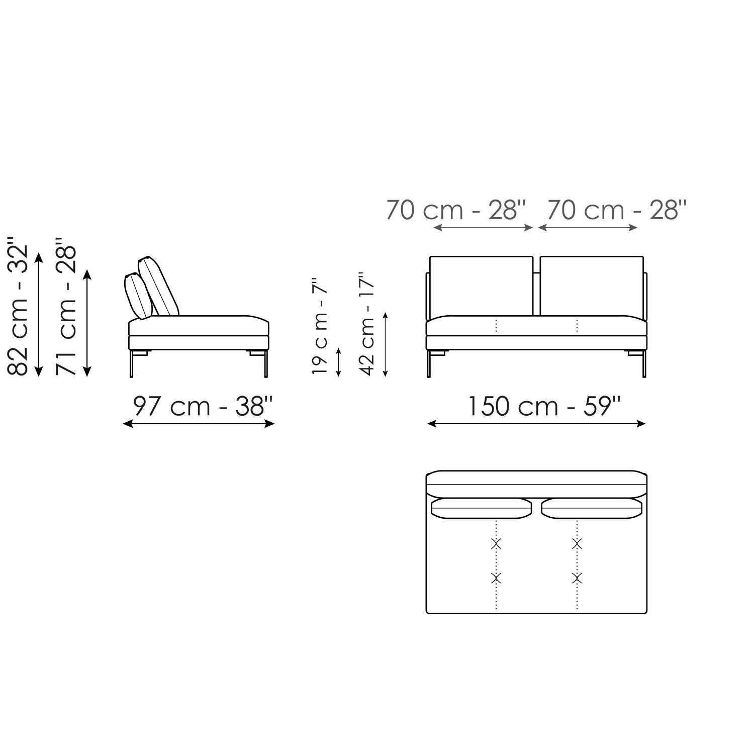 Center section sofa 150