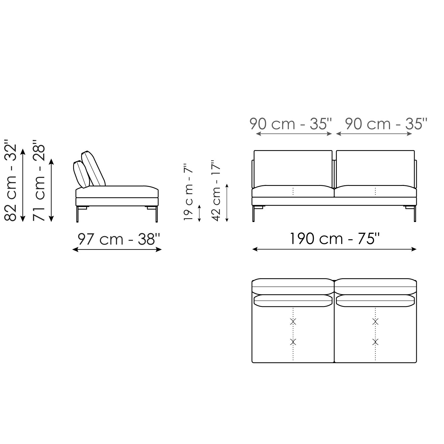 Center section sofa 190