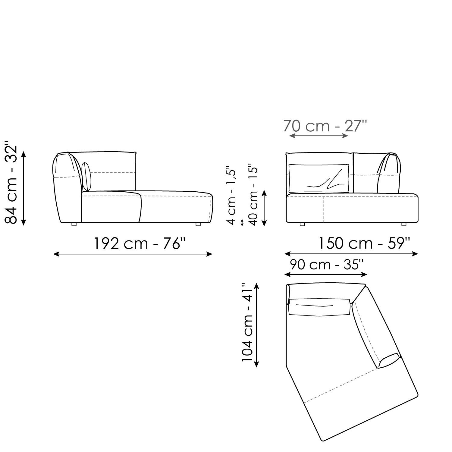 Angled chaise longue