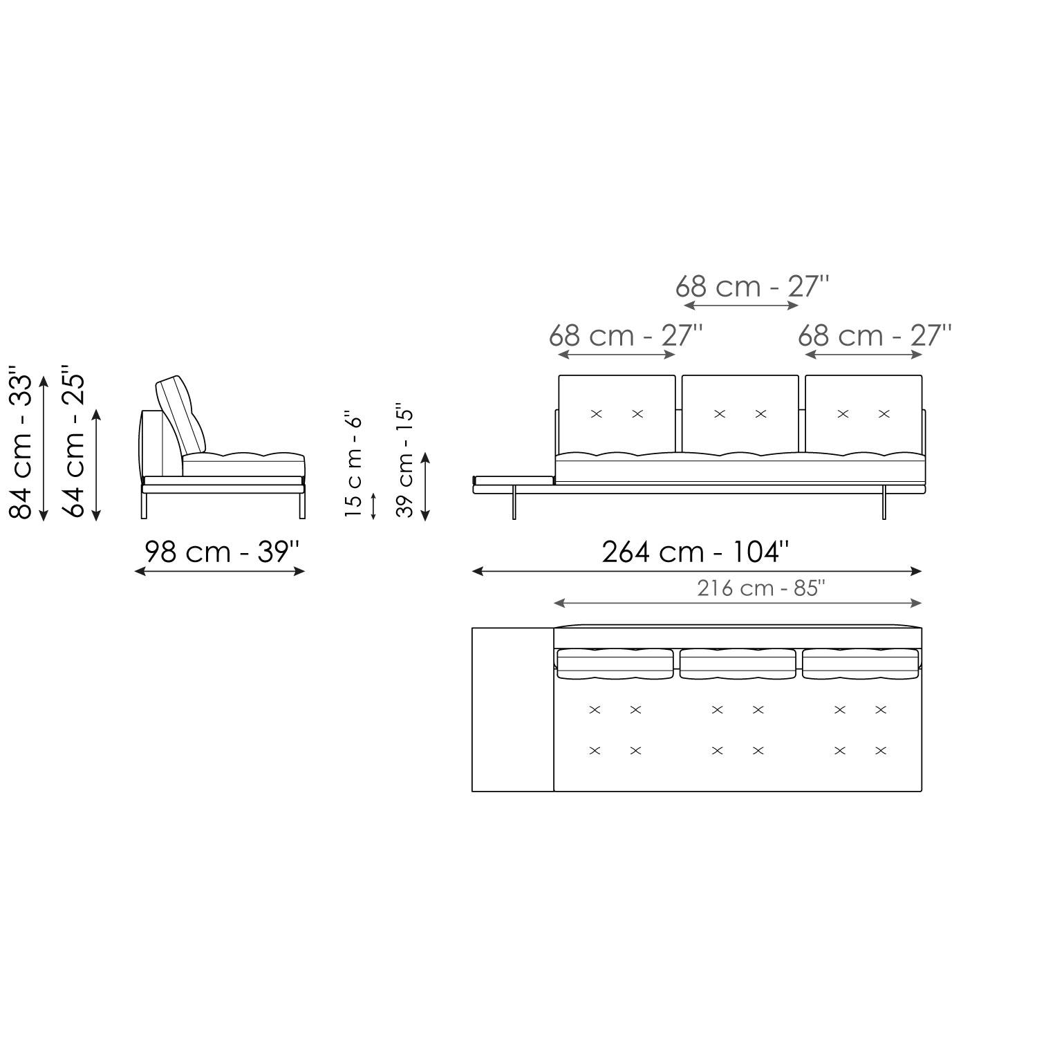 Central section with tray 264