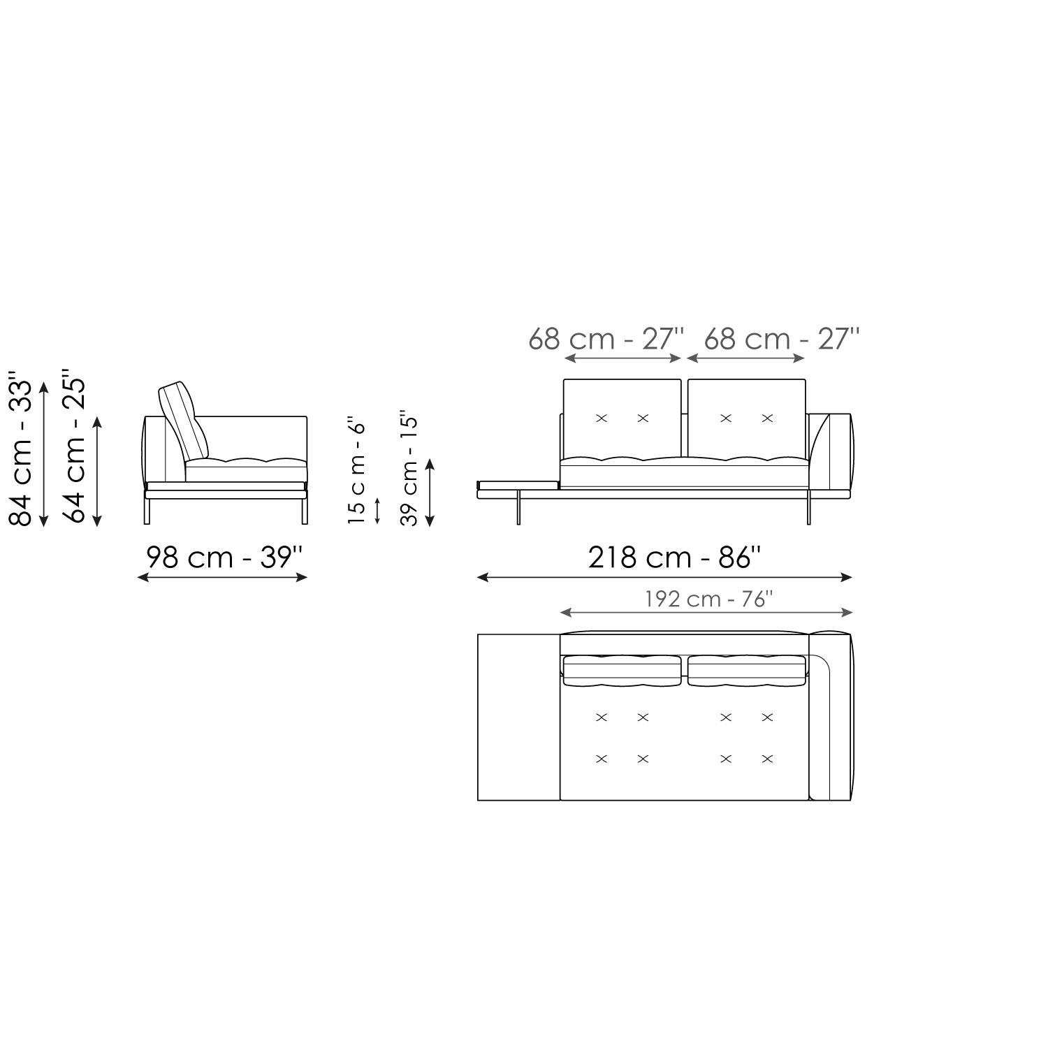 End section with tray 218
