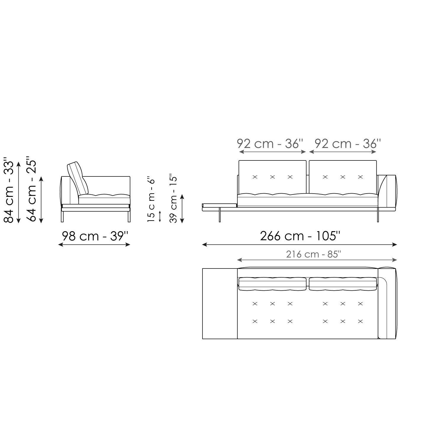 End section with tray 266