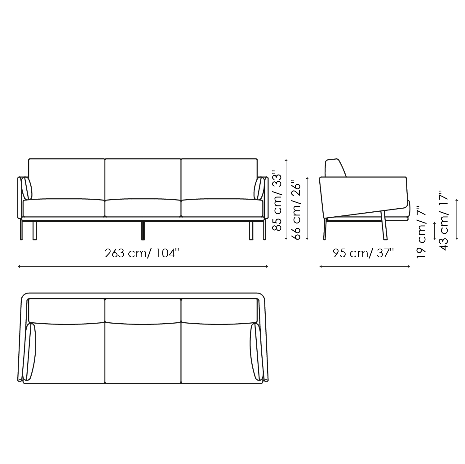 Sofa 263 - 3 Sitzflächen