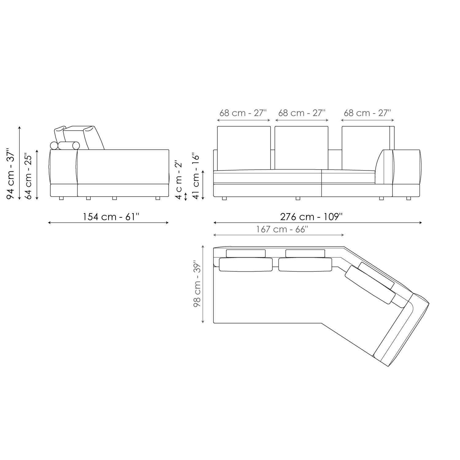 Inclined end section sofa 276
